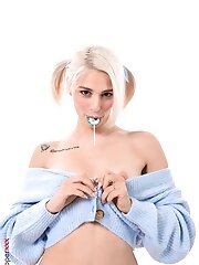 Christy White BabyвЂ™s Blue Bear Bare shaved vagina closeup